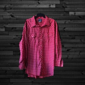 WRANGLER Western Cowboy Button Up Dress Shirt XXL